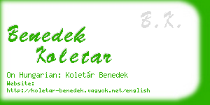 benedek koletar business card