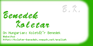 benedek koletar business card